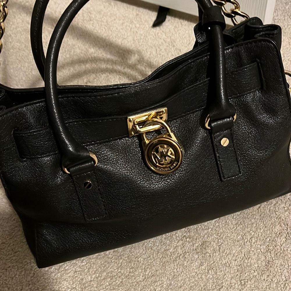 Black leather Michael kors work bag